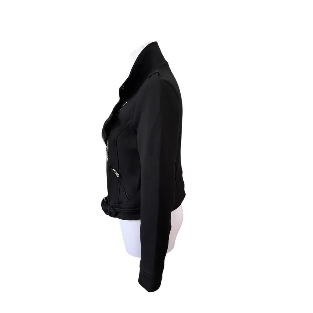 Lulu's Motorcycle‎ Black Rayon Jacket Retro Exposed Zippers XS 60s Bikercore